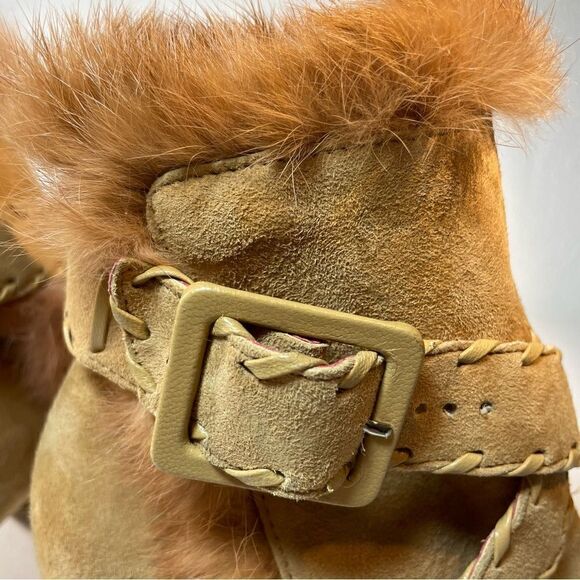 Antonio Melani suede fur trimmed stiletto ankle booties 6 - Picture 12 of 13